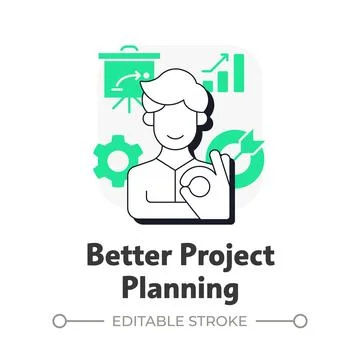 Better project planning flat outline concept icon Illustrazione stock