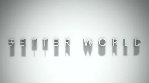 Better world 3D title animation white text on a white background Stock Footage 299377562