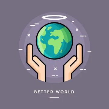 Better world, flat design thin line banner Stock Illustration