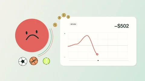 Betting returns rise and fall as smile and frown symbols react 库存影片 346168453