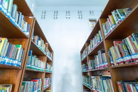 Between book shelf Stock Photos