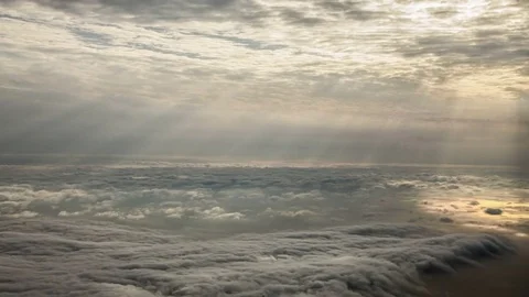 Between The Clouds. Sun Rays on the waves of clouds under the sea 스톡 동영상 83795442