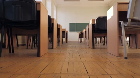 Between Desks In Auditorium, Classroom, Lecture hall Stock Footage 195092819