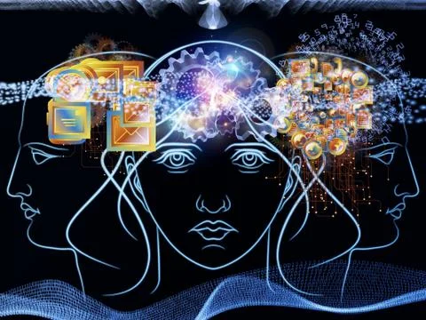 Between humans and digits Stock Illustration
