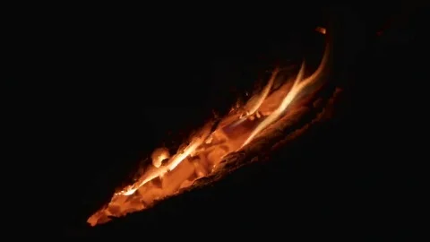 Between the logs in bonfire at night. Stock Footage 69185204