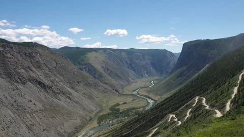 Between the mountains the river flows. Stock Footage 76994921