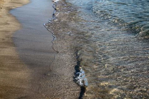 Between the sand and the sea. Stock Photos