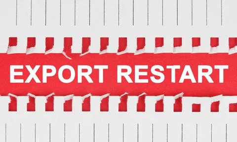 Between two sheets of notebook on a red background the inscription - EXPORT R Stock Photos