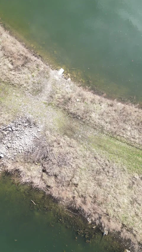 Between two strip mine lakes at Rocky Fork Stock Footage 236942368