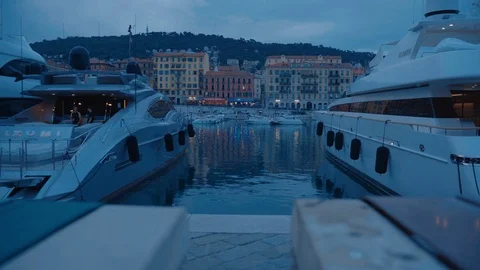 Between two yachts Stock Footage 93351656