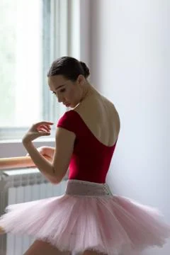 Beuatiful ballerina training in the class Stock-Fotos