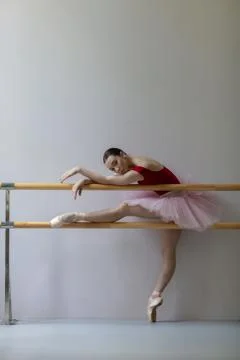 Beuatiful ballerina training in the class Stock Photos