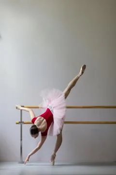 Beuatiful ballerina training in the class Stock Photos