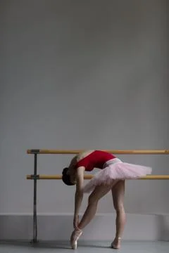 Beuatiful ballerina training in the class Stock Photos