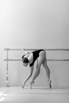 Beuatiful ballerina training in the class Stock Photos