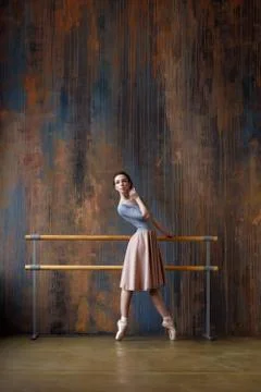 Beuatiful ballerina training in the class Stock Photos