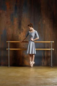 Beuatiful ballerina training in the class Stock Photos
