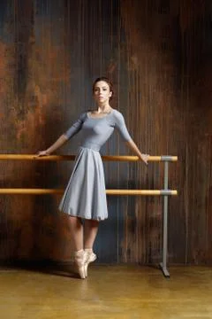 Beuatiful ballerina training in the class Stock Photos