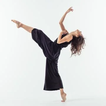 Beuatiful female dancer. Studio background. Stock Photos