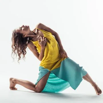 Beuatiful female dancer. Studio background. Stock Photos
