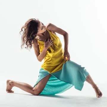 Beuatiful female dancer. Studio background. Stock Photos