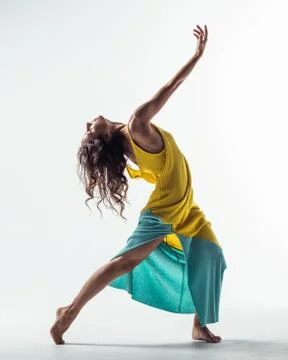 Beuatiful female dancer. Studio background. Stock Photos
