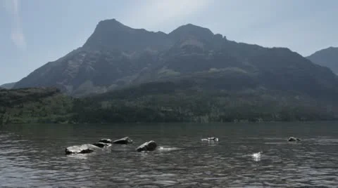 Beuatiful Lake and Mountain Scene Stock Footage 22018317
