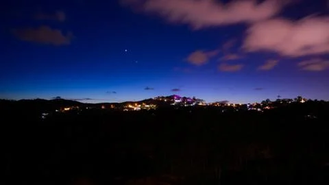 Beutiful night view for Da lat city. Stock Photos