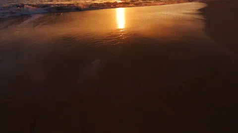 Beutiful Sandy Beach Sunset Stock Footage 56024977