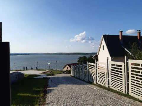 A beutiful stone path towards the river Danube 1 Stock Photos