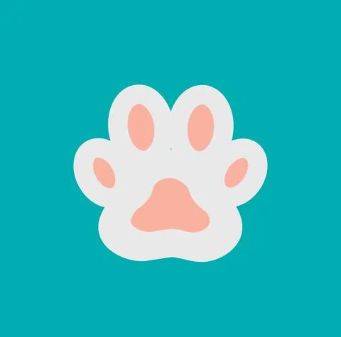 Beutiful White Cat Paw on Blue Background. Stock Illustration