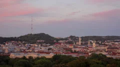 Beutifull European City immerges into night. Time lapse. Stock Footage