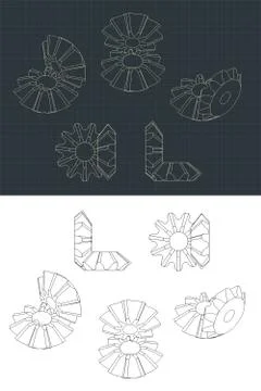 Bevel Gear Module Drawings Stock Illustration