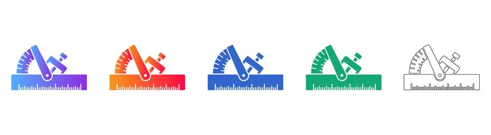 Bevel Protractor Tool Vector Icon Set Stock Illustration