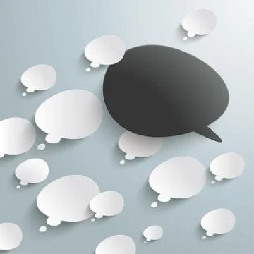 Bevel speech and thought bubbles black opposing view Stock Illustration