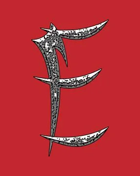 Beveled letter with coarse surface on red background. Stock Illustration