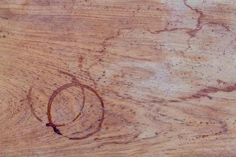 Beverage background and Coffee menu design . Coffee ring on shabby teak woods Stock Photos