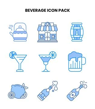 Beverage Blue Graphics Icons Pack Illustrazione stock