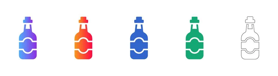 Beverage Bottle Gradient Vector Icon Collection Illustrazione stock
