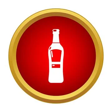 Beverage bottle icon with red circle background Stock Illustration