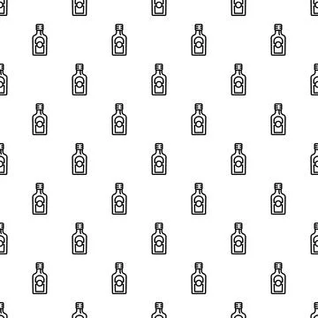 Beverage bottle outline seamless pattern background Stockillustratie