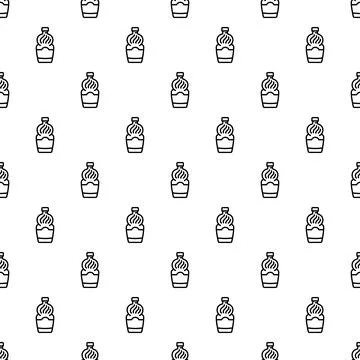 Beverage bottle outline seamless repeating pattern background design Stock Illustration