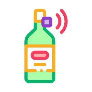 Beverage Bottle with Signal Sensor Icon Vector Outline Illustration Illustrazione stock