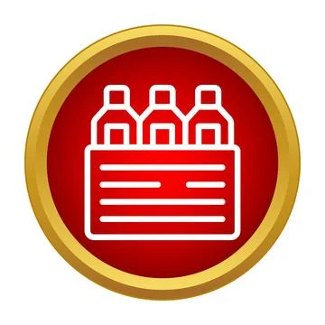 Beverage bottles in crate delivery packaging icon Stock Illustration