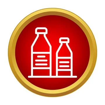 Beverage bottles icon on red and gold button Stock Illustration