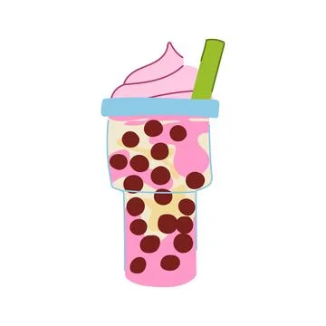 Beverage bubble tea cartoon vector illustration Stock Illustration