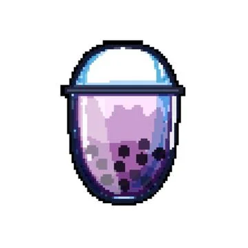 Beverage bubble tea pixel art vector illustration Stock Illustration