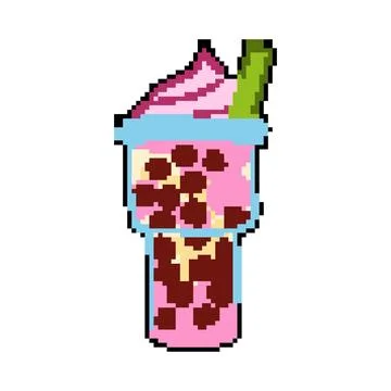 Beverage bubble tea pixel art vector illustration Illustrazione stock