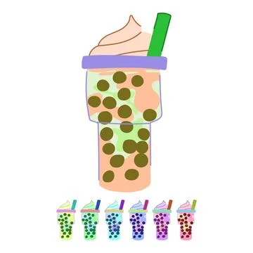 Beverage bubble tea vector cartoon graphic Stock Illustration