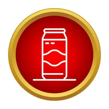 Beverage can container outline icon on red background Ilustración de archivo